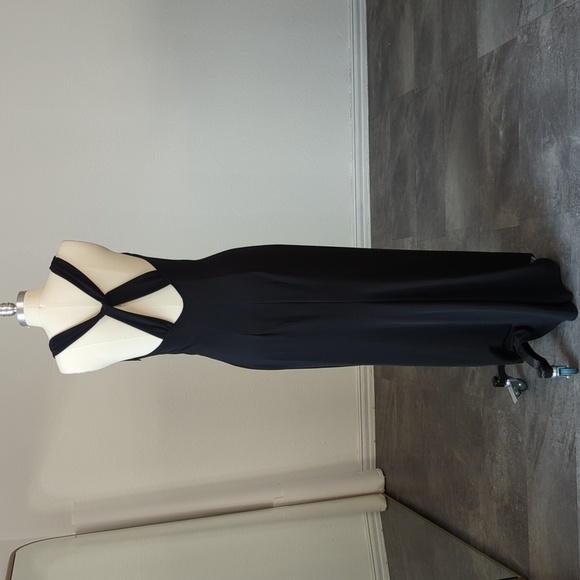 Vintage Jessica McClintock Gunne Sax Ribbed Jersey Long Maxi Dress Black 7/8 - Picture 2 of 10